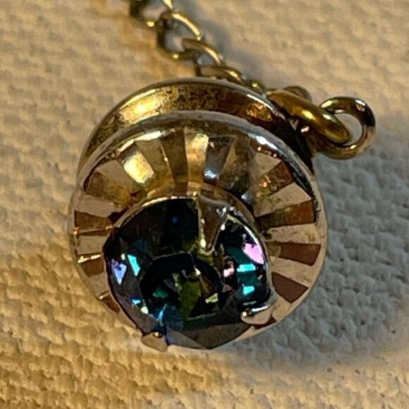 Vintage silver & blue stone tie rack - Picture 3 of 4